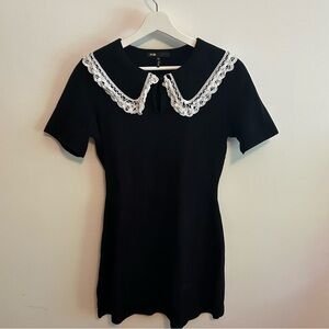 Black Maje dress with lace collar detail